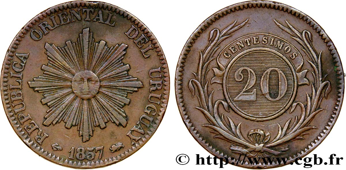 URUGUAY 20 Centesimos 1857 Lyon BB 