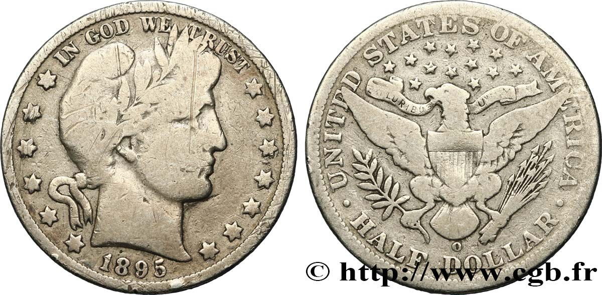 UNITED STATES OF AMERICA 1/2 Dollar Barber 1895 La Nouvelle Orléans VF 