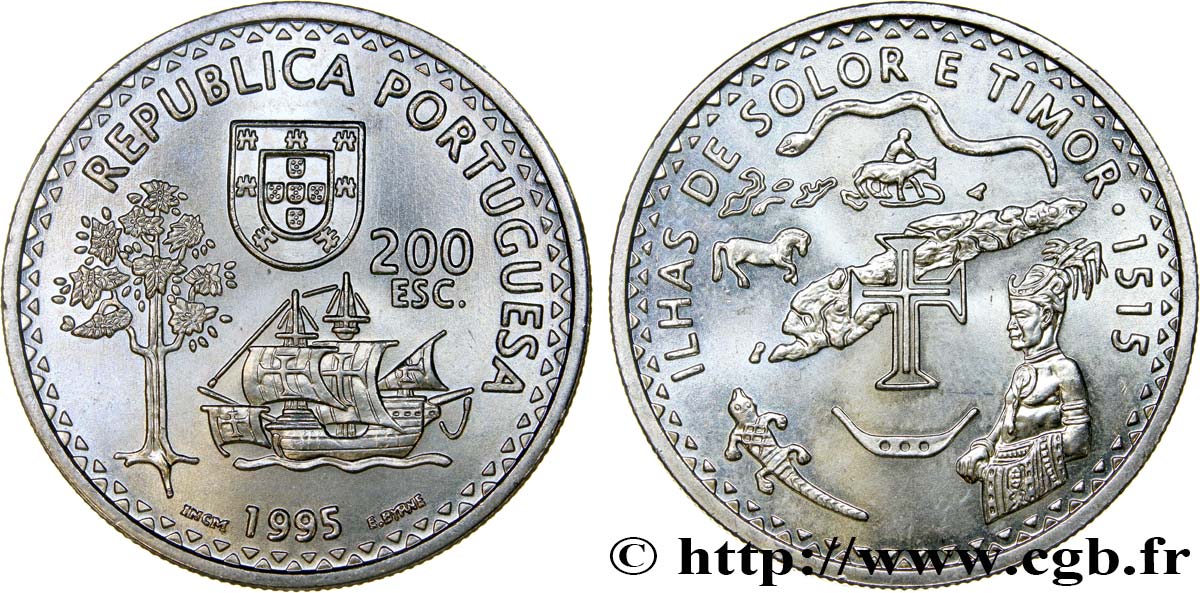 PORTUGAL 200 Escudos découverte des iles Solor et Timor 1995  SC 