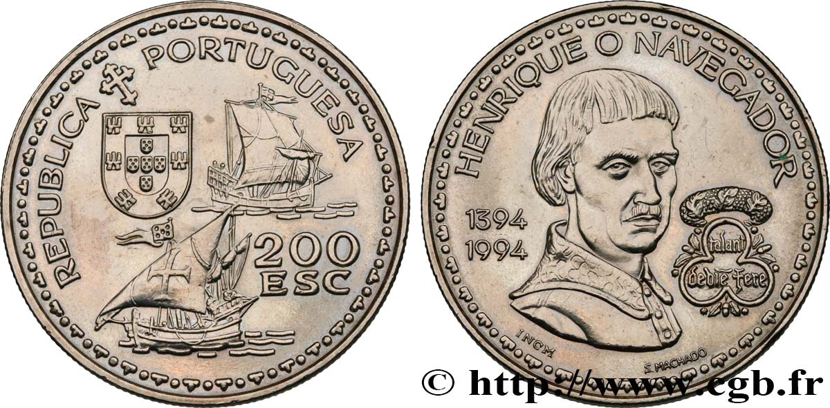 PORTUGAL 200 Escudos 600e anniversaire de la naissance de Henri le navigateur 1994  EBC 