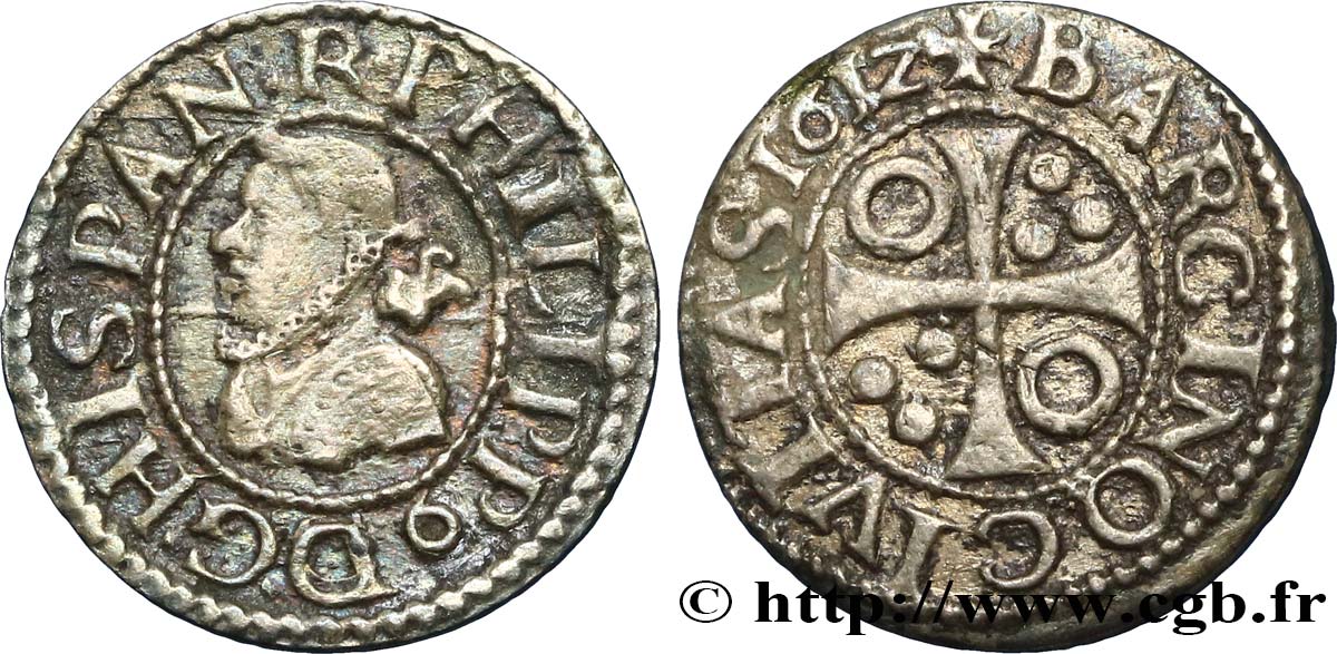 ESPAGNE - ROYAUME D ESPAGNE - PHILIPPE III 1/2 Real 1612 Barcelone SS 