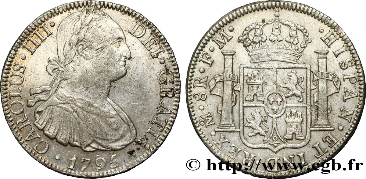 MEXICO - CHARLES IV 8 Reales 1795 Mexico AU/AU 