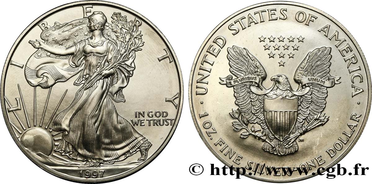 STATI UNITI D AMERICA 1 Dollar type Silver Eagle 1997 Philadelphie MS 