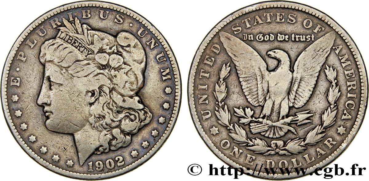 ÉTATS-UNIS D AMÉRIQUE 1 Dollar Morgan 1902 Philadelphie TB+ 