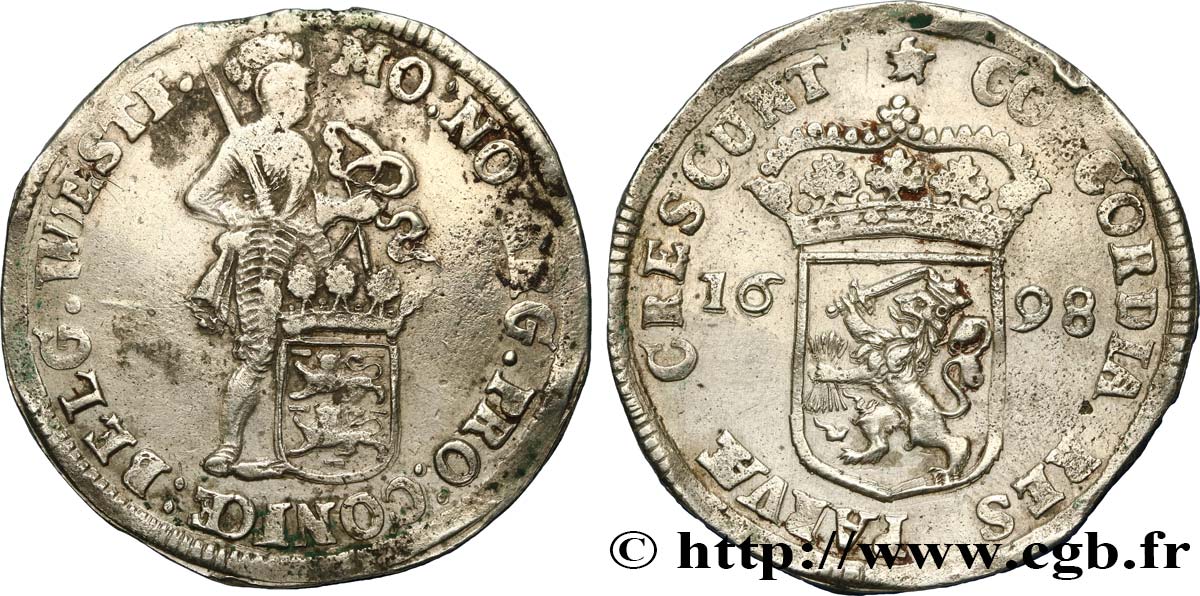 PAESI BASSI - PROVINCE UNITE - OLANDA 1 Ducat d’argent - Frise Occidentale 1698  q.BB 