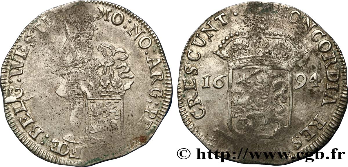 PAESI BASSI - PROVINCE UNITE - FRISIA OCCIDENTALE 1 Ducat d’argent 1694  q.BB 