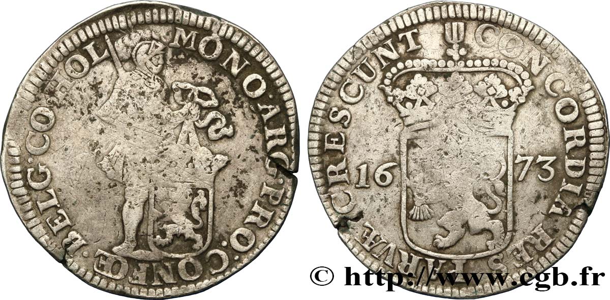 NETHERLANDS - UNITED PROVINCES - HOLLAND 1 Ducat d’argent - Hollande 1673  VF 