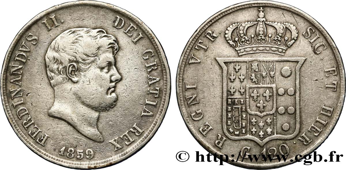 ITALIE - ROYAUME DES DEUX-SICILES 120 Grana Ferdinand II 1859 Naples TTB 