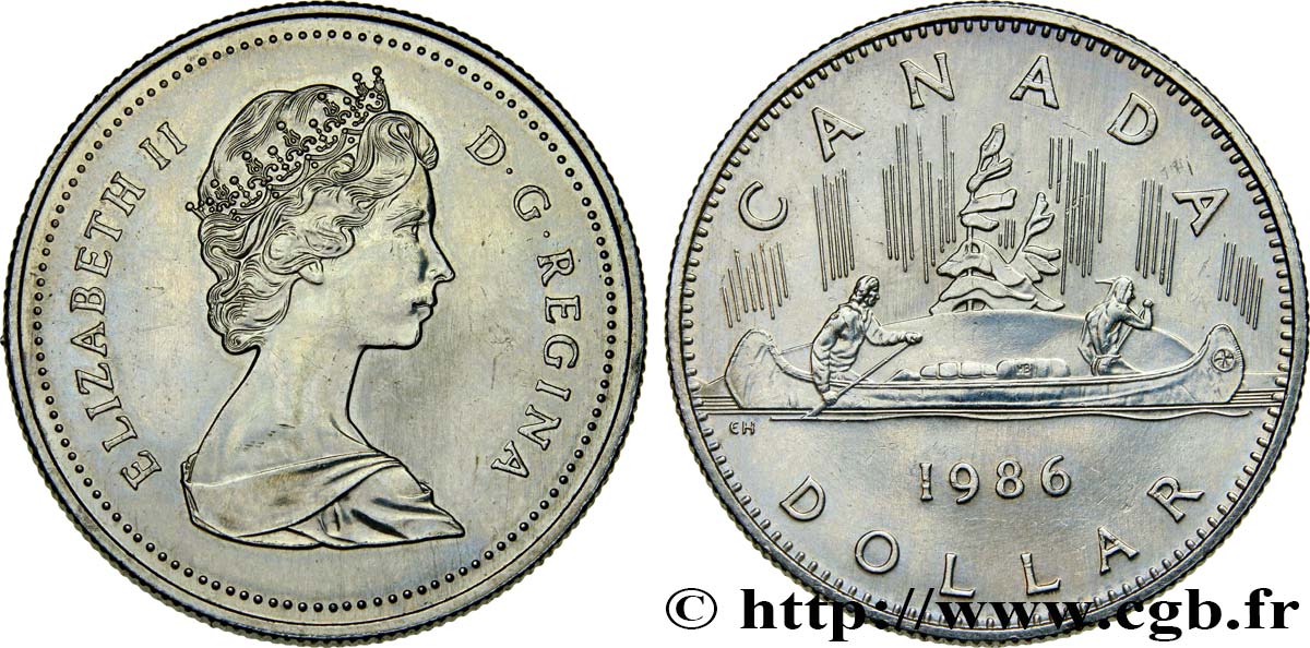 CANADA 1 Dollar Elisabeth II / indiens et canoe 1986  AU 