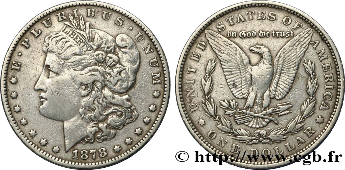 UNITED STATES OF AMERICA 1 Dollar type Morgan type à 7 plumes 1878 Philadelphie VF 