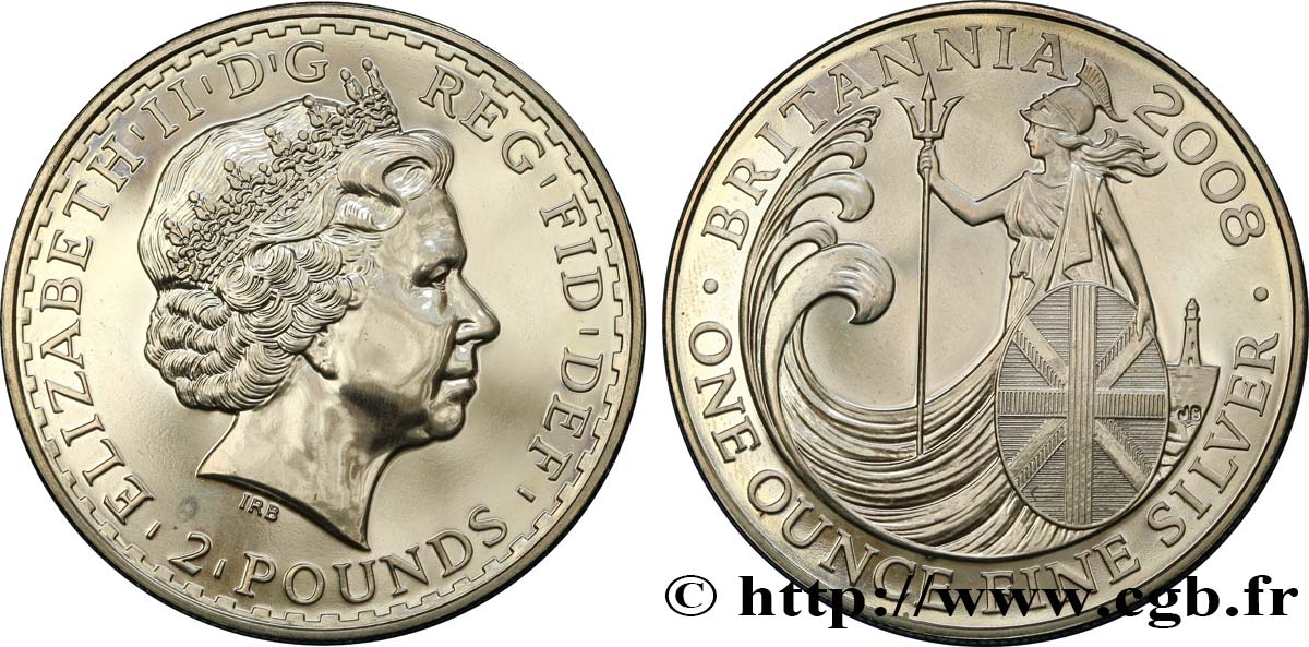 ROYAUME-UNI 2 Pounds Britannia 2008  SPL 