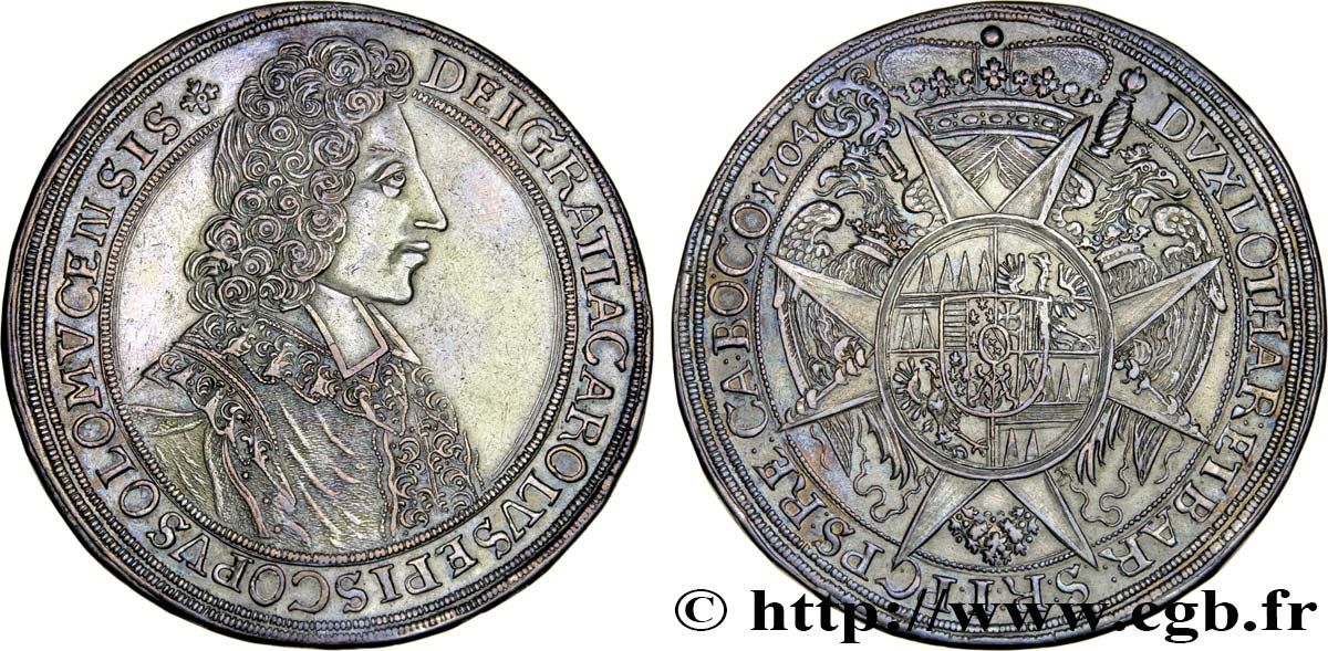 AUSTRIA - OLMUTZ - CHARLES III JOSEPH OF LORRAINE Thaler 1704 Olmutz EBC 