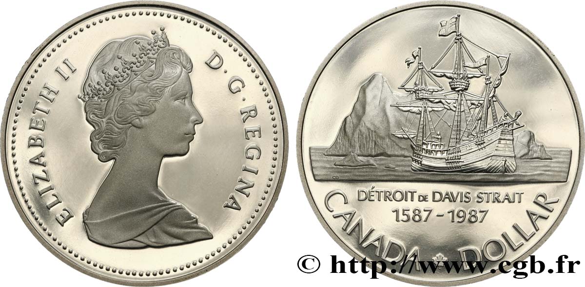 KANADA 1 Dollar Proof Detroit de Strait 1987  fST 