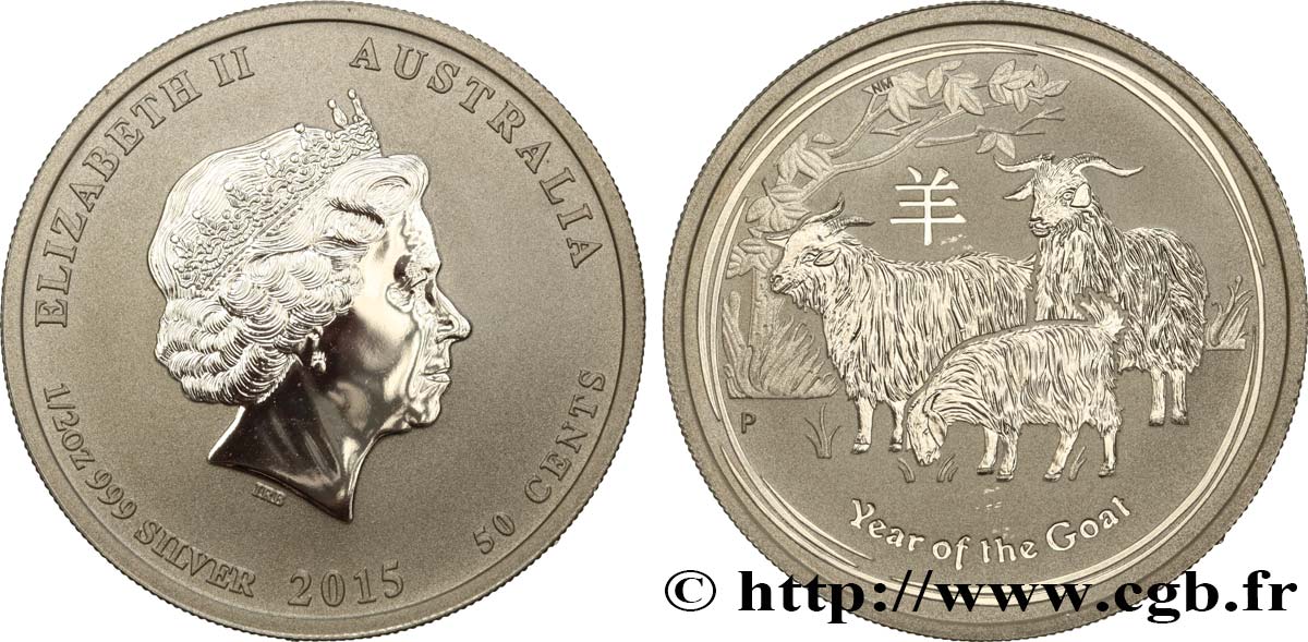 AUSTRALIEN 50 Cents Proof année de la chèvre 2015 Perth fST 