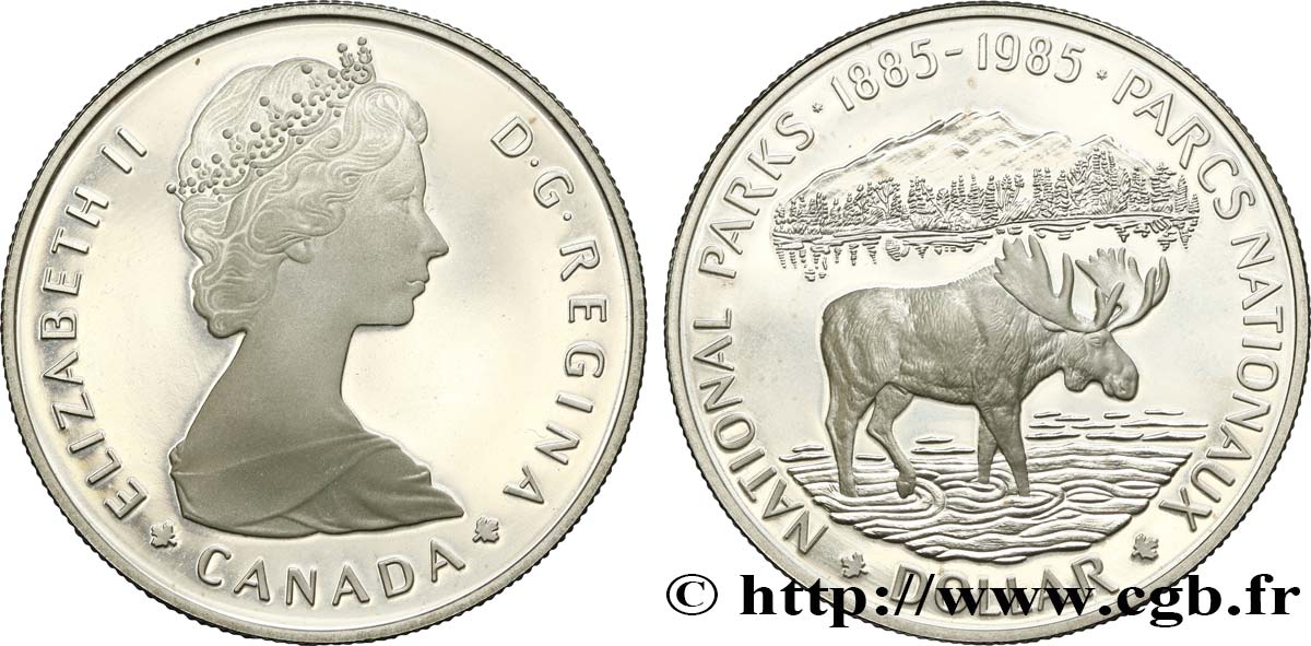 CANADá
 1 Dollar Proof 100e anniversaire de la fondation des Parcs Nationaux 1985  SC 