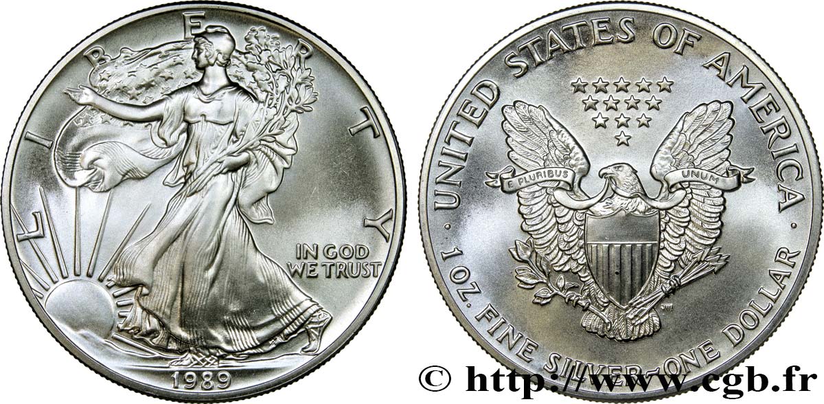 ÉTATS-UNIS D&nbsp;AMÉRIQUE 1 Dollar type Silver Eagle 1989 Philadelphie SPL 