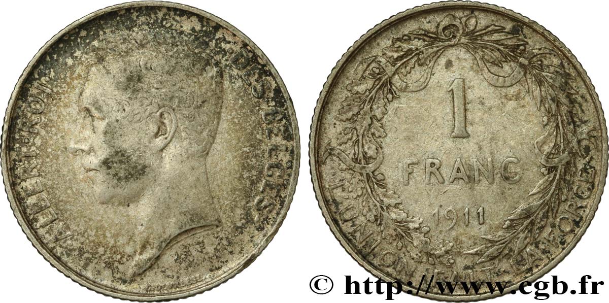 BELGIO 1 Franc Albert Ier légende française 1911  q.BB 
