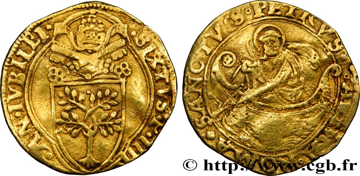 PAPAL STATES - SIXTE IV (Francesco della Rovere) Florin du jubilé n.d. Rome MB/q.MB 