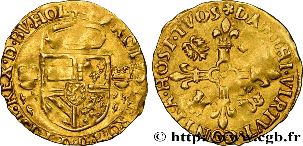 Spanish Netherlands County Of Holland Charles V Couronne D Or Au Soleil N D Dordrecht Fwo World Coins