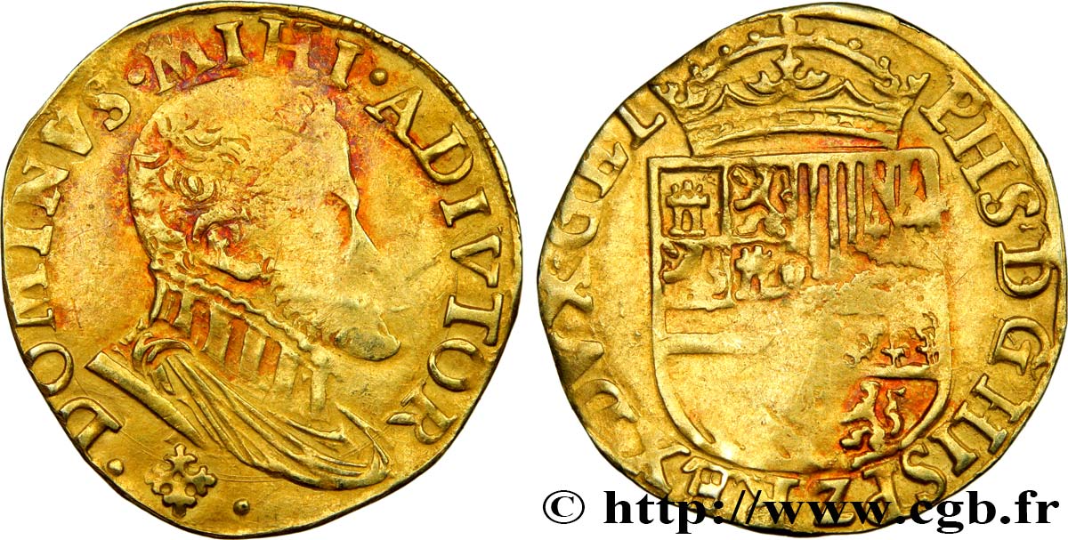 SPANISH NETHERLANDS - DUCHY OF GUELDRE - PHILIP II Demi-réal n.d. Nimègue VF 