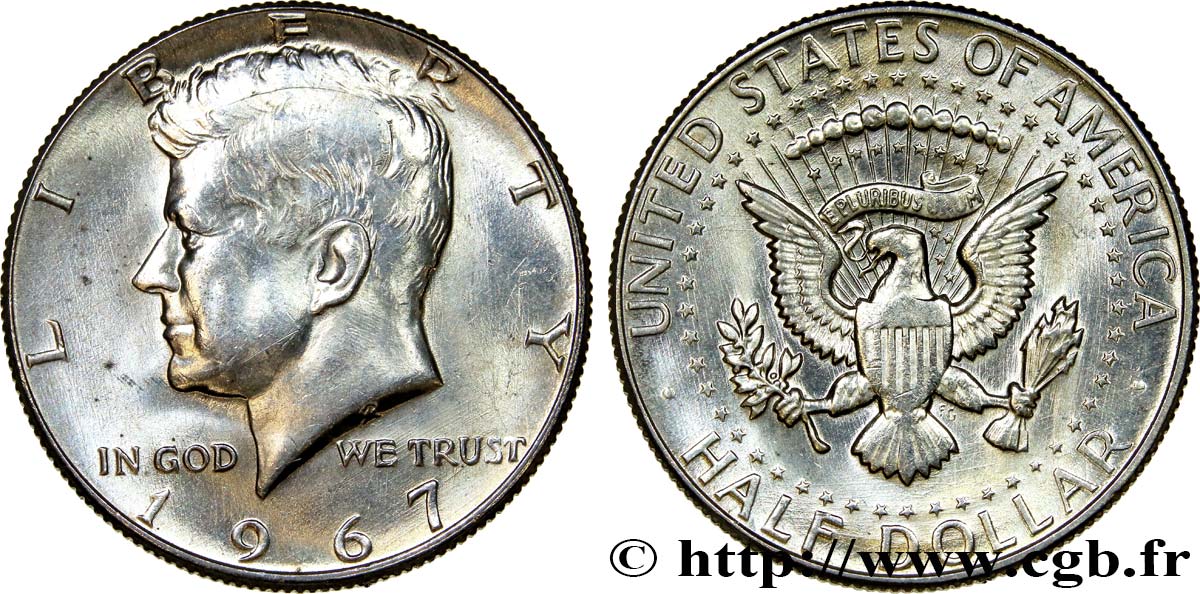 VEREINIGTE STAATEN VON AMERIKA 1/2 Dollar Kennedy 1967 Philadelphie fST 