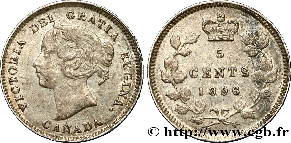 KANADA 5 Cents Victoria 1896  fVZ 