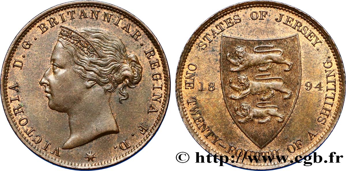 JERSEY - JERSEY ISLAND - VICTORIA 1/24 Shilling 1894  MS 