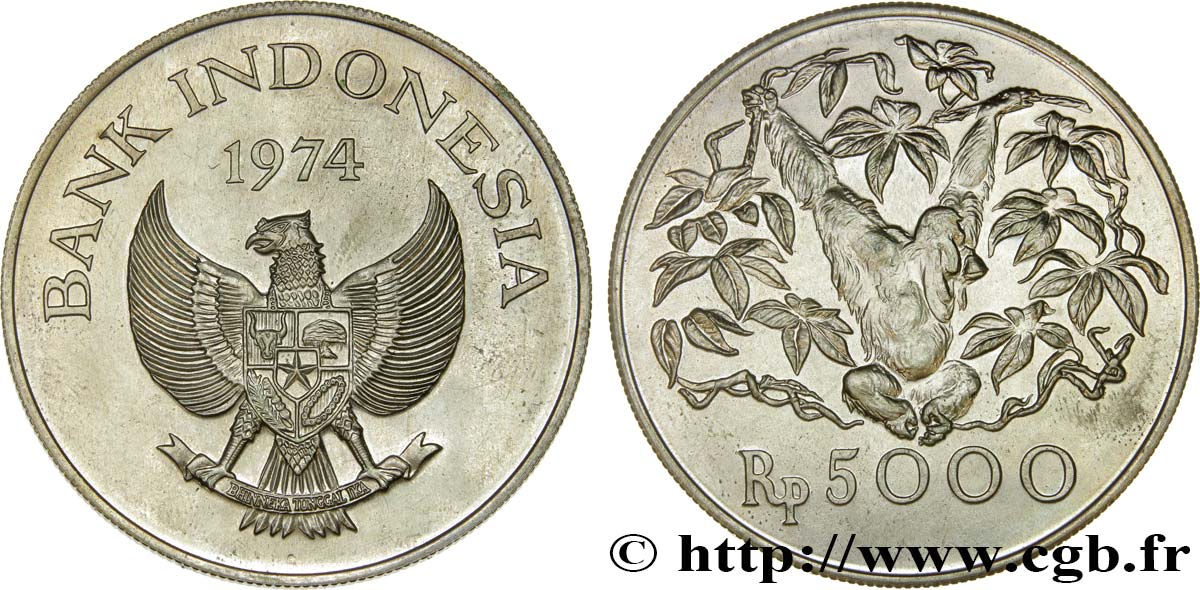 INDONESIEN 5000 Rupiah 1974  fST 