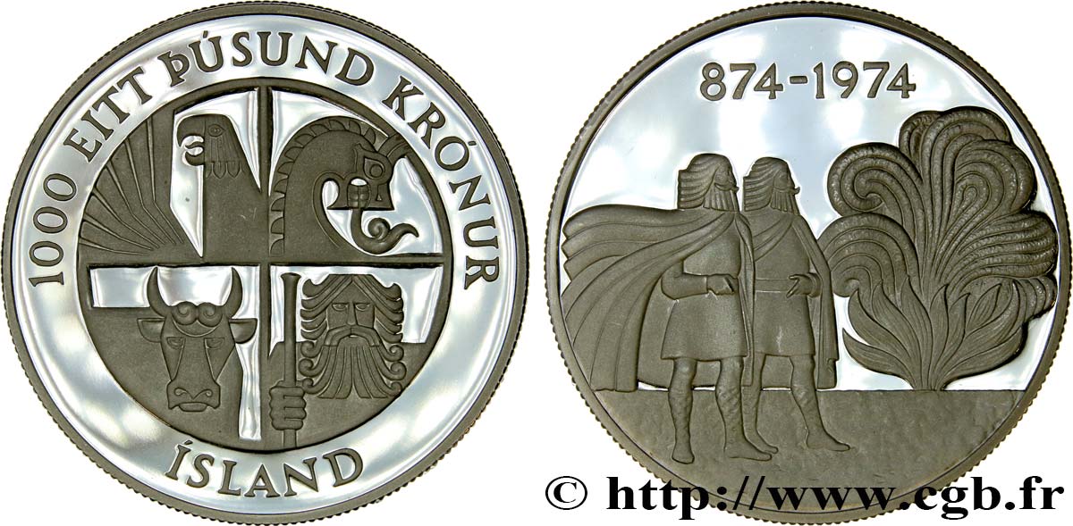 ISLANDIA 1000 Kronur Proof 1974  SC 