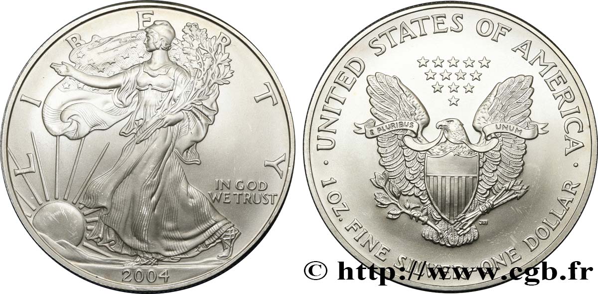 STATI UNITI D AMERICA 1 Dollar type Liberty Silver Eagle 2004  FDC 