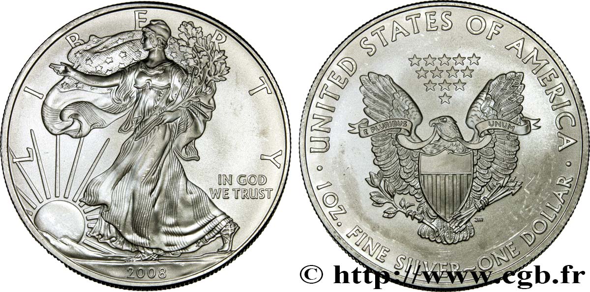 ÉTATS-UNIS D AMÉRIQUE 1 Dollar type Liberty Silver Eagle 2008  SPL 