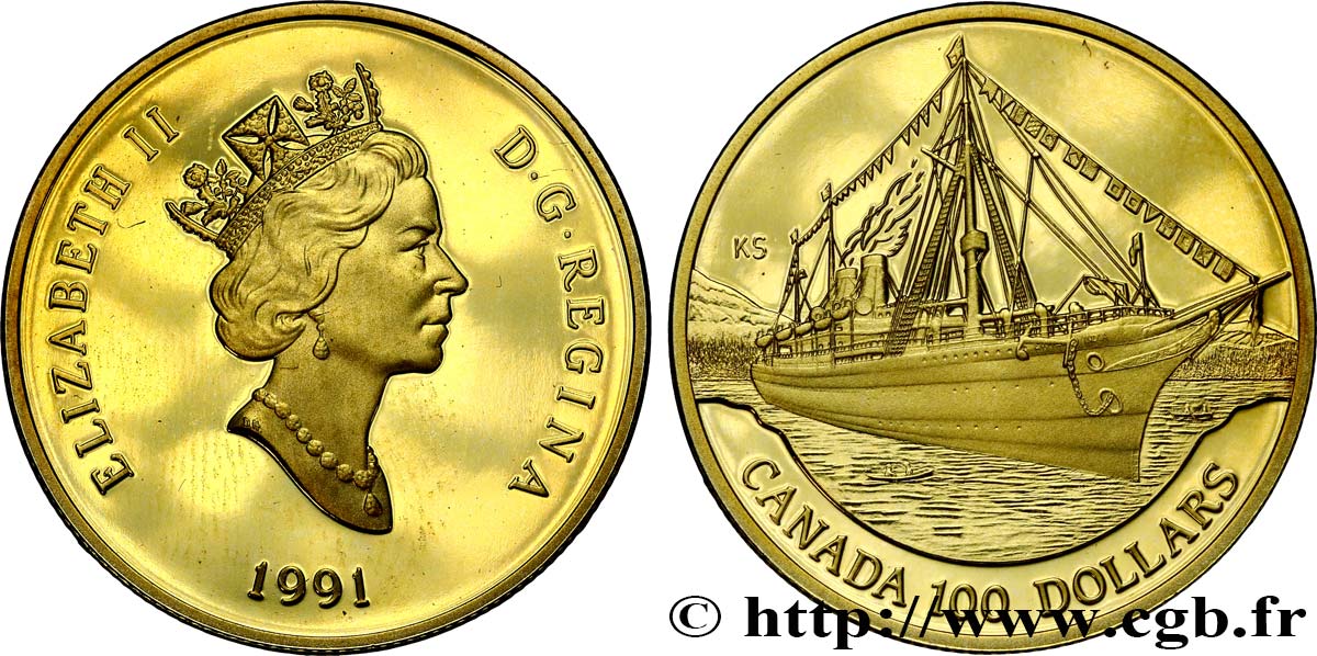 CANADA 100 Dollars, navire “SS Empress Queen” 1991  MS 