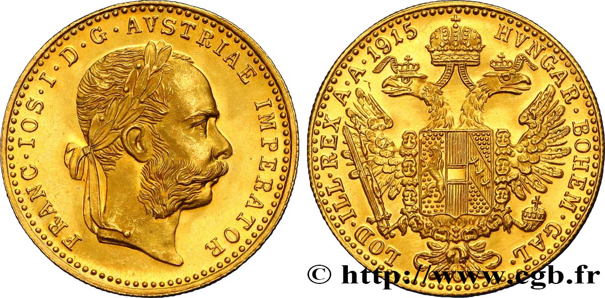 AUSTRIA 1 Ducat refrappe moderne François Joseph 1915  SC 