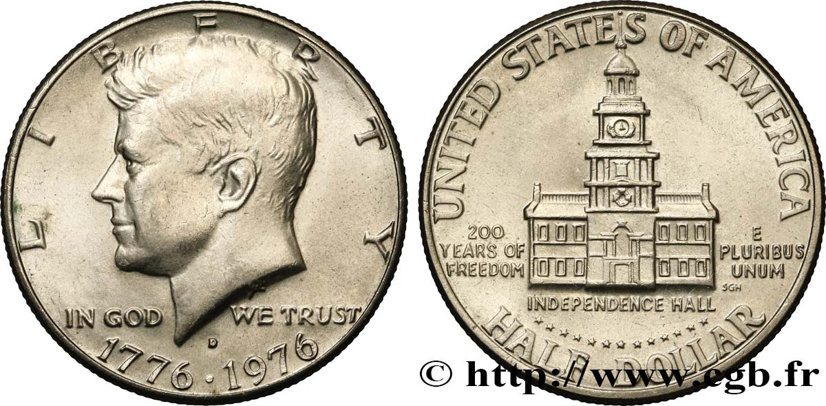 UNITED STATES OF AMERICA 1/2 Dollar Kennedy 1976 Denver AU 