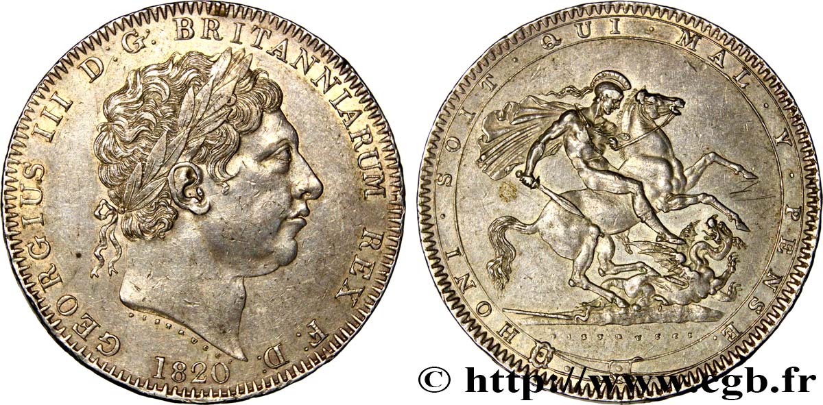 GRANDE-BRETAGNE - GEORGES III Crown 1820 Londres SUP 