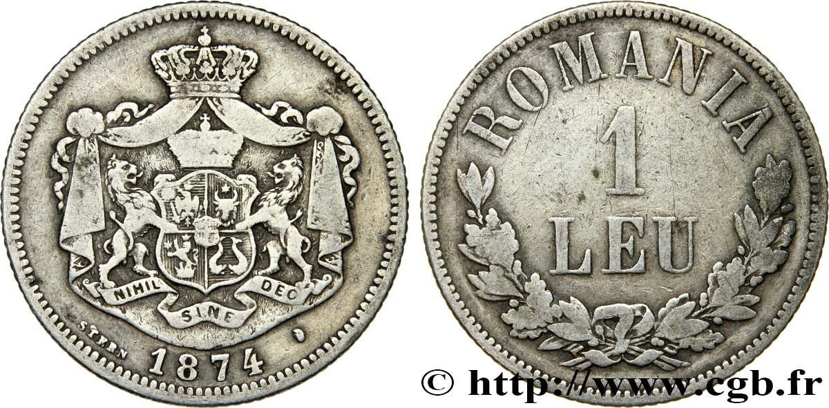 ROMANIA 1 Leu 1874 Bruxelles MB 