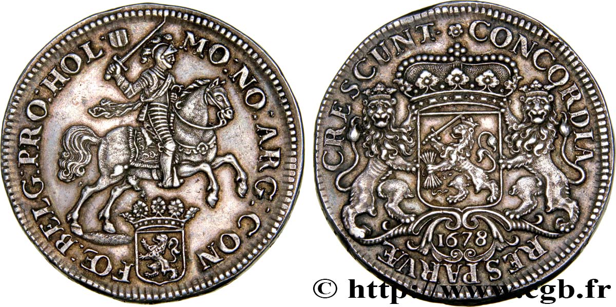 NETHERLANDS - HOLLAND Double Ducat d’argent 1678  AU 