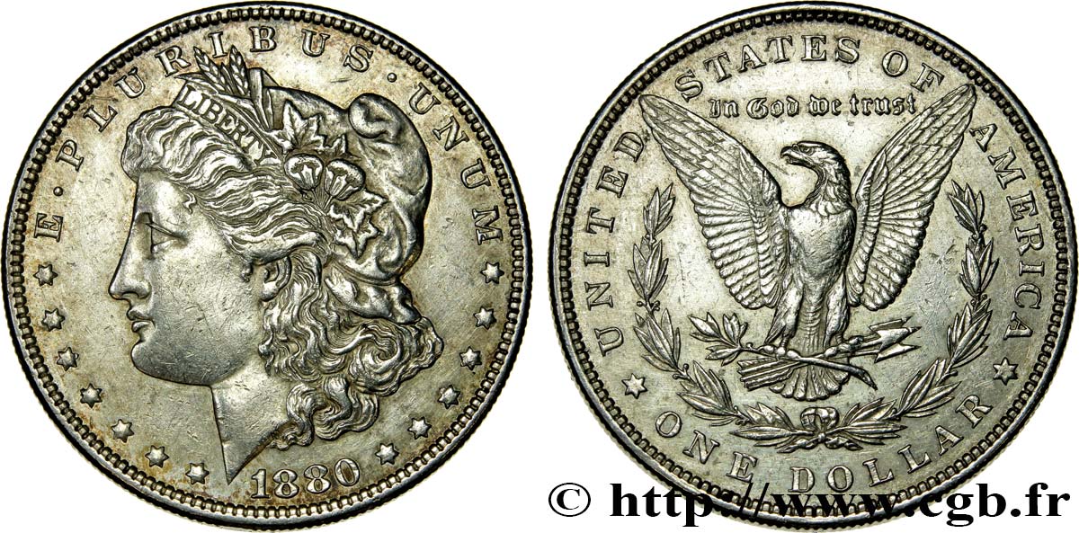 ÉTATS-UNIS D AMÉRIQUE 1 Dollar Morgan 1880 Philadelphie TTB+ 