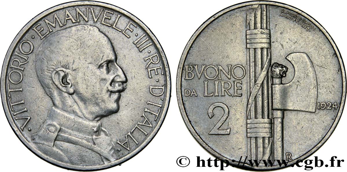 ITALIEN Bon pour 2 Lire (Buono da Lire 2) Victor Emmanuel III 1924 Rome - R SS 