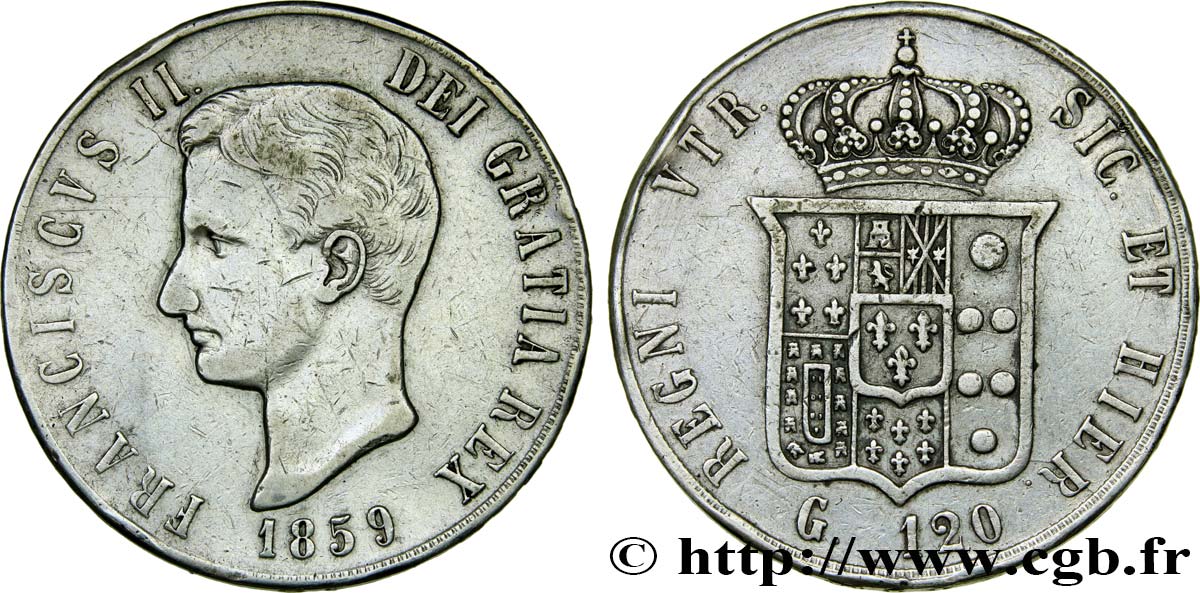 ITALY - KINGDOM OF TWO SICILIES 120 Grana François II 1859 Naples VF 