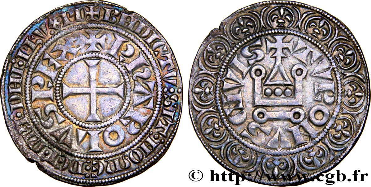 HOLY ROMAN EMPIRE - CHARLES IV OF LUXEMBOURG KING OF THE ROMANS Gros tournois n.d. Aix-la-Chapelle ? AU 