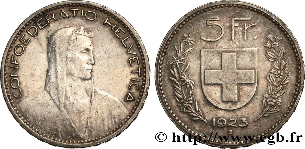 SCHWEIZ 5 Francs Berger 1923 Berne SS 