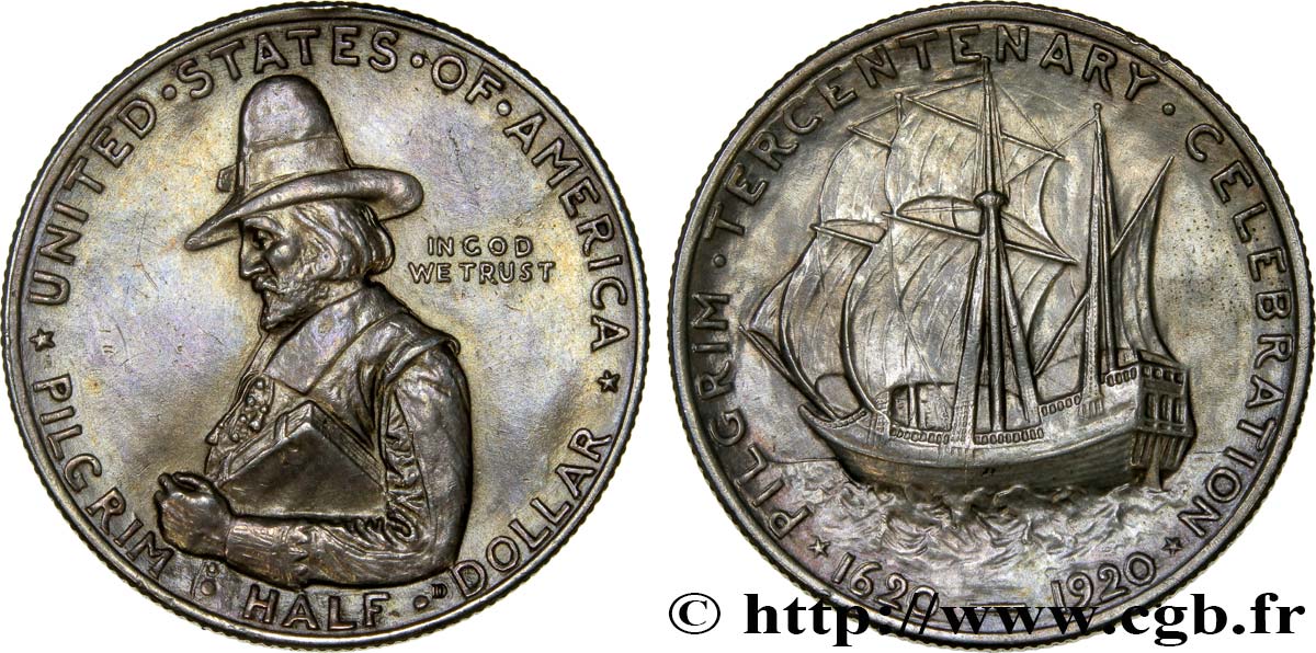 STATI UNITI D AMERICA 1/2 Dollar Tricentenaire de l’arrivée du Mayflower 1920  SPL 