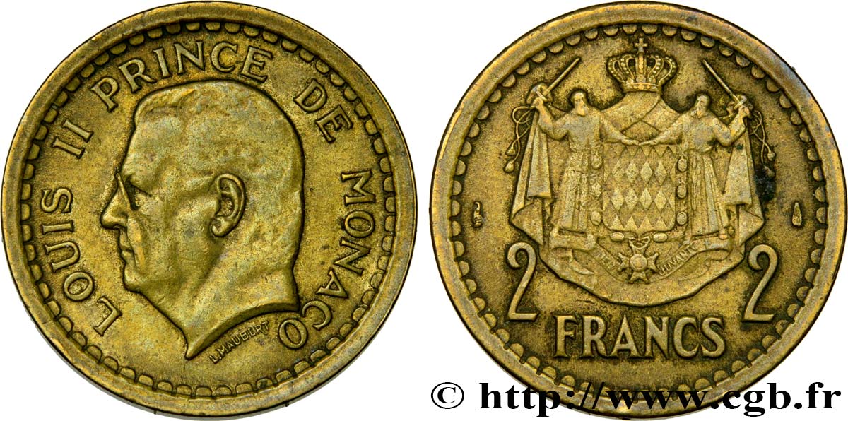MONACO 2 Franc Louis II (1943) Paris BB 