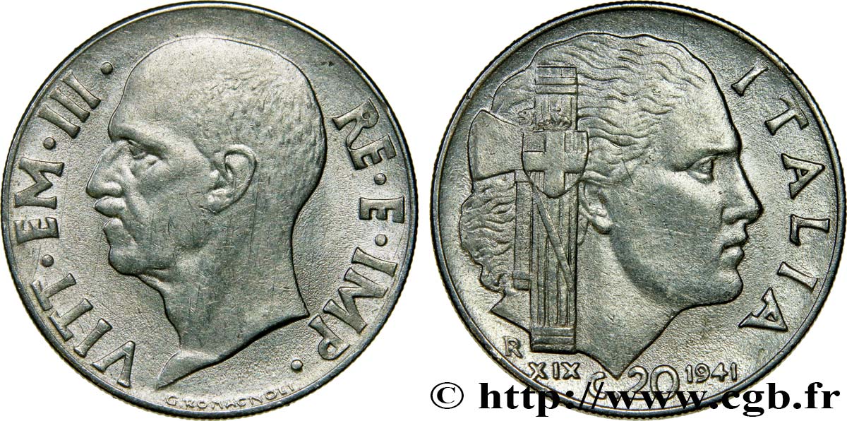 ITALIEN 20 Centesimi Victor-Emmanuel III 1941 Rome - R VZ 