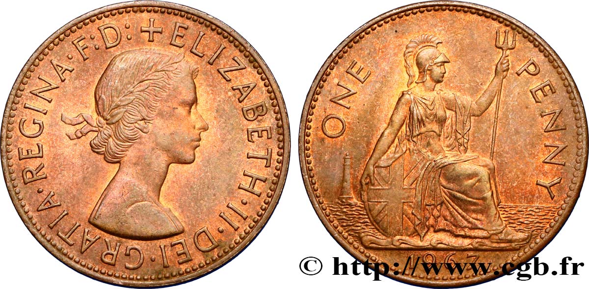 ROYAUME-UNI 1 Penny Elisabeth II 1967  SUP 