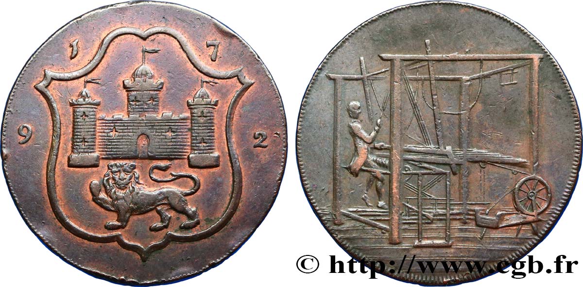 REINO UNIDO (TOKENS) 1/2 Penny Norwich John Harvey 1792  BC+ 