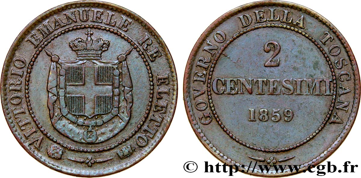 ITALY - TUSCANY 2 Centesimi 1859 Birmingham AU 