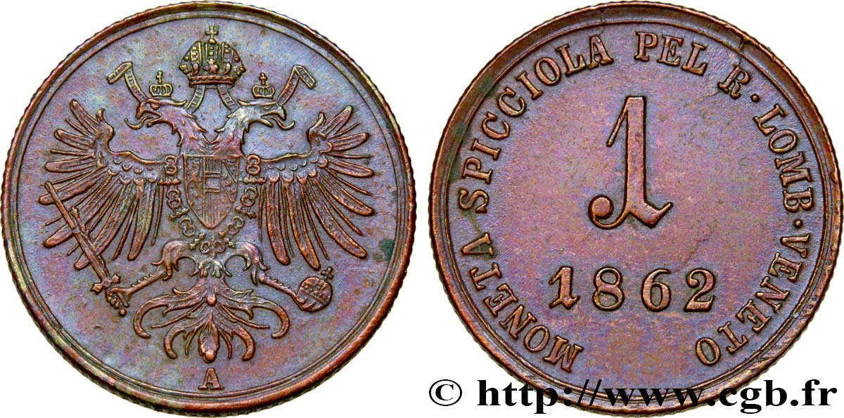 ITALIA - LOMBARDIA-VENECIA 1 Soldo 1862 Vienne EBC 