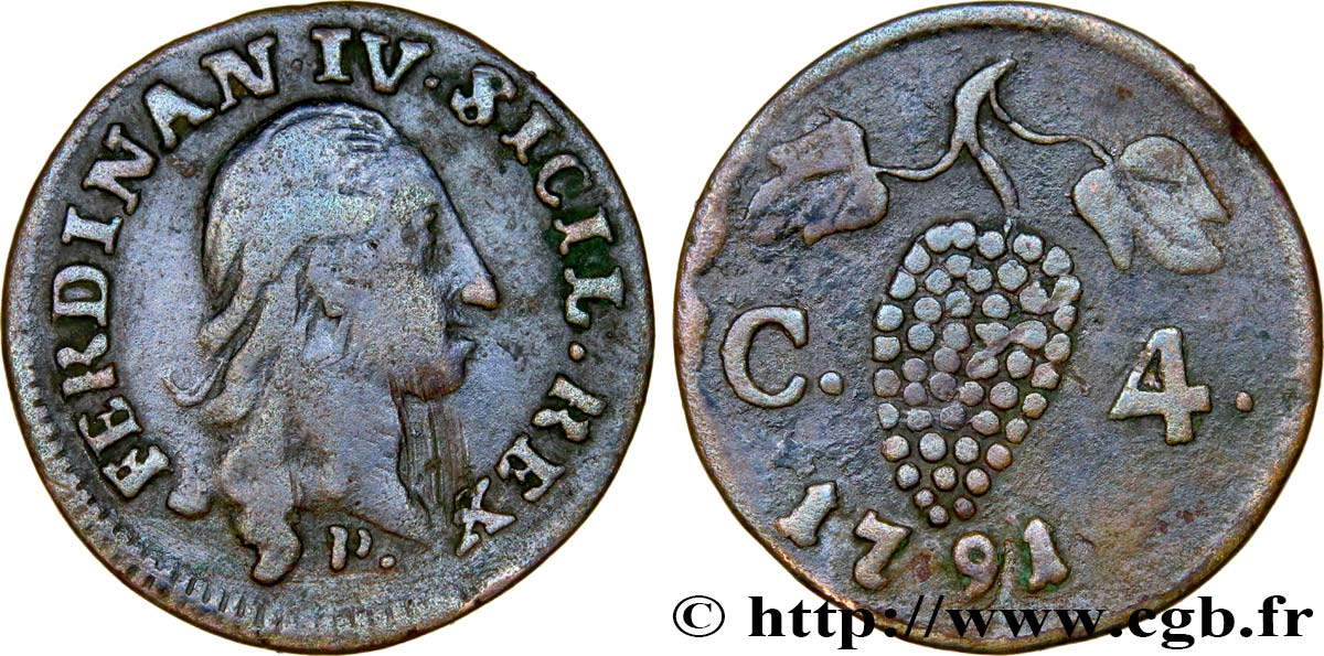 ITALIA - REINO DE NAPOLES 4 Cavalli Ferdinand IV 1791 Naples BC 